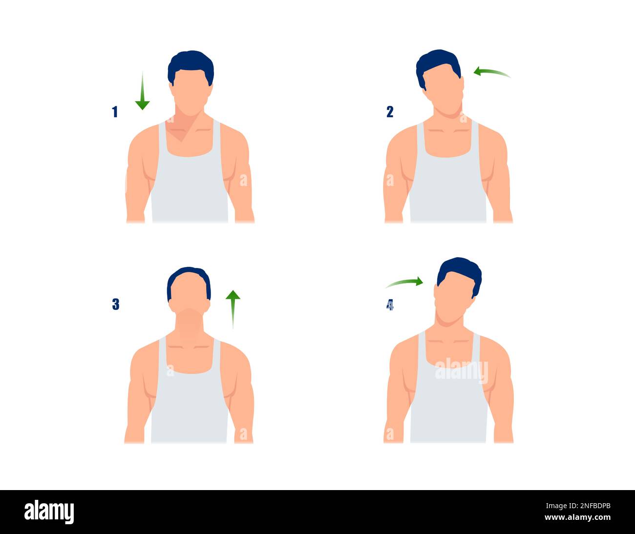 Vector of a young man doing neck rolls, stretching neck muscle before a workout. Stock Vector
