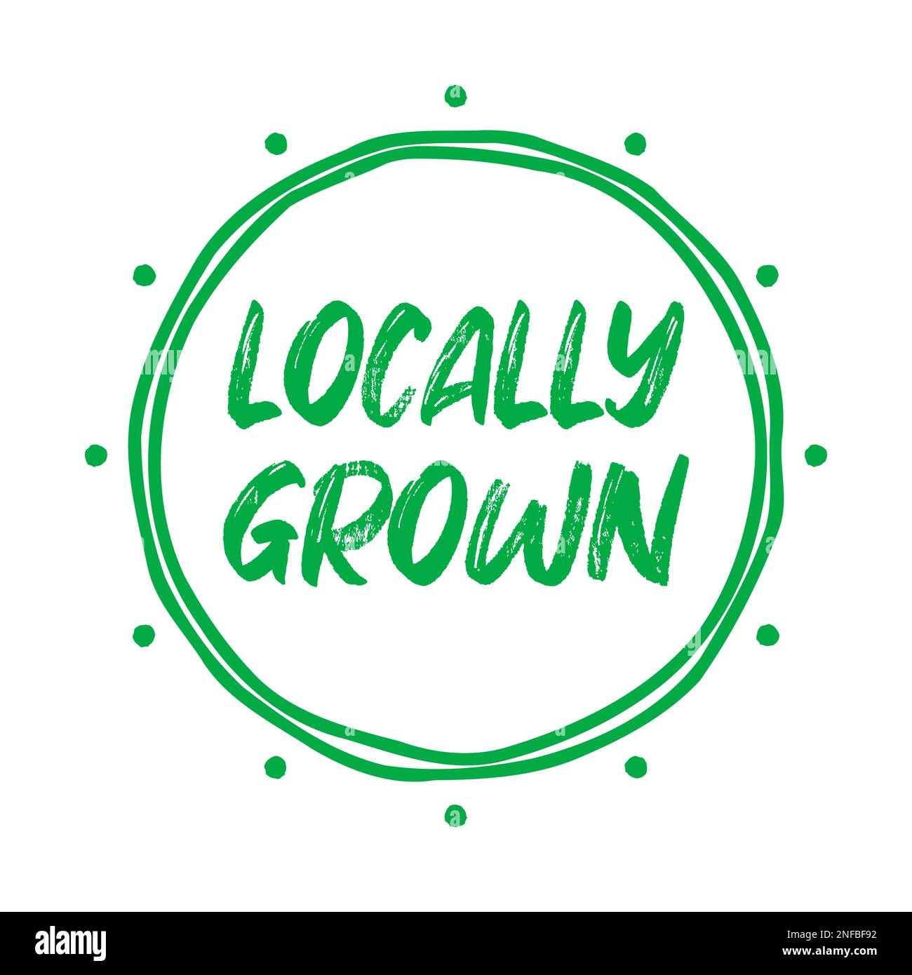 Minimal locally grown logo, stamp or symbol. Hand drawn sign for food produced in local farms. Healthy environmental production badge. Buy locally Stock Vector