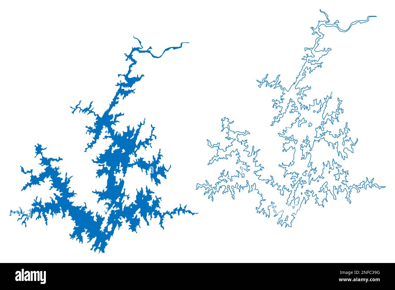 Lake Martin Reservoir (United States of America, North America, us, usa, Alabama) map vector illustration, scribble sketch Martin Dam map Stock Vector