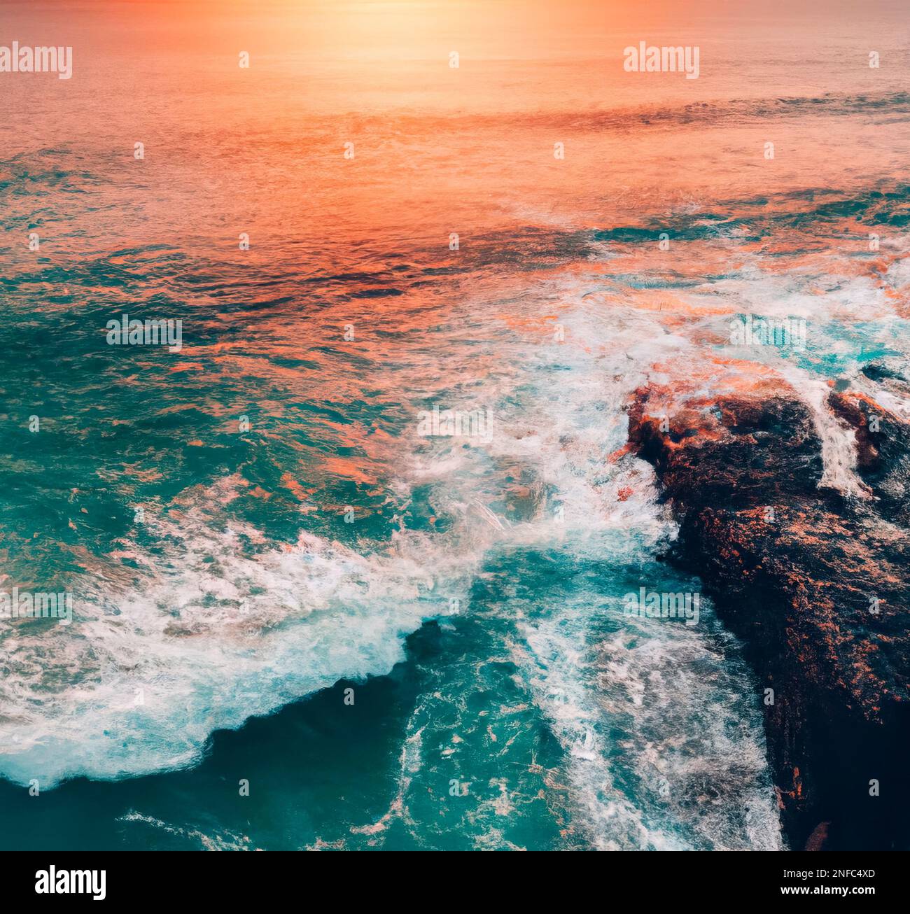 Aerial view of sunset on the sea Stock Photo - Alamy