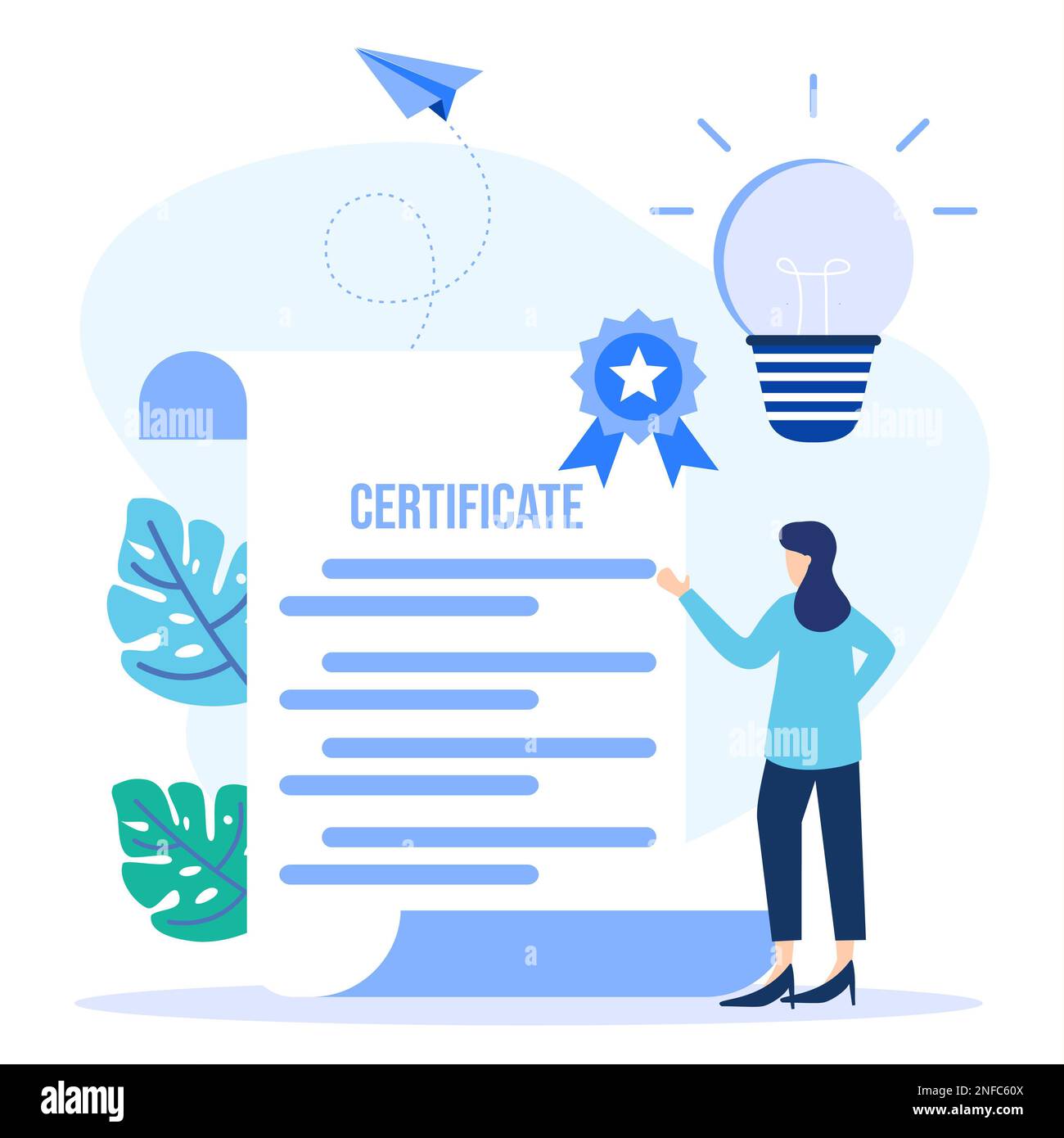 Flat style vector illustration of a person character receiving an award