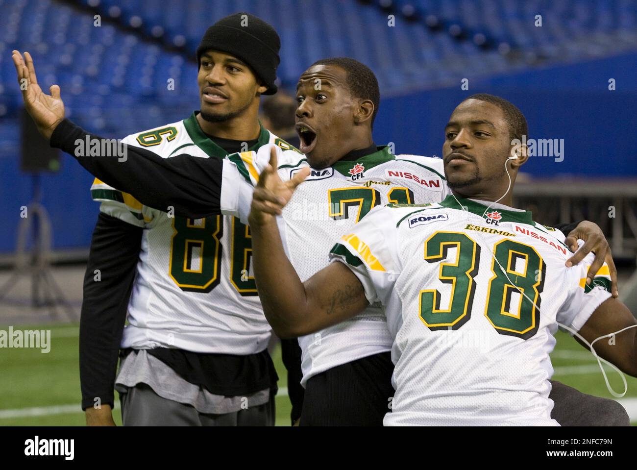 Edmonton Eskimos wide receivers Maurice Mann, Kelly Campbell and