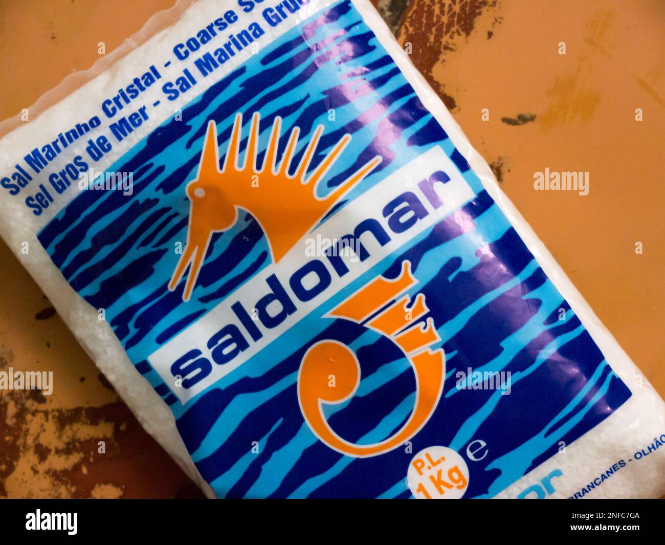 Saldomar Coarse Sea Salt. Stock Photo
