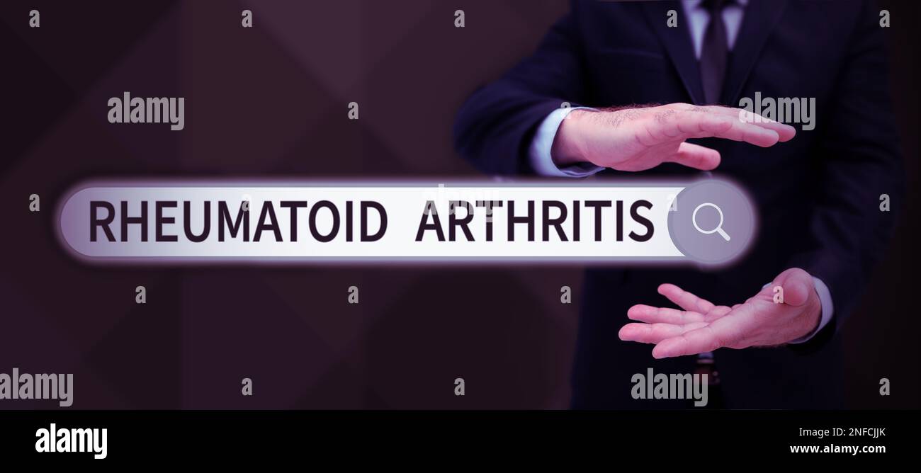Hand writing sign Rheumatoid Arthritis, Concept meaning autoimmune