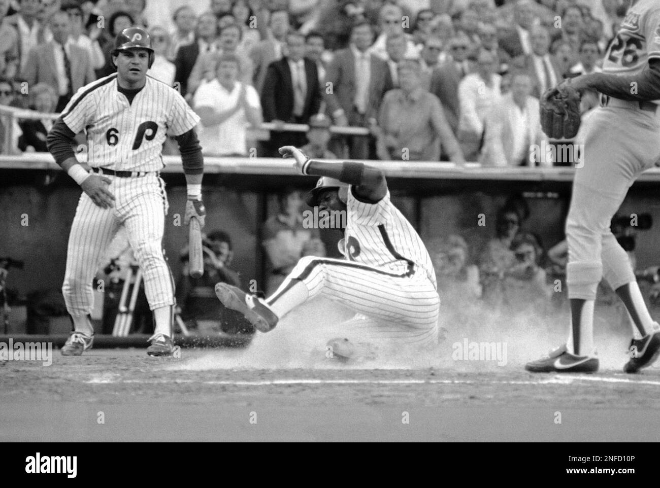 Philadelphia Phillies Gary Matthews Slides Home To Score The First Run philadelphia-phillies-gary-matthews-slides-home-to-score-the-first-run