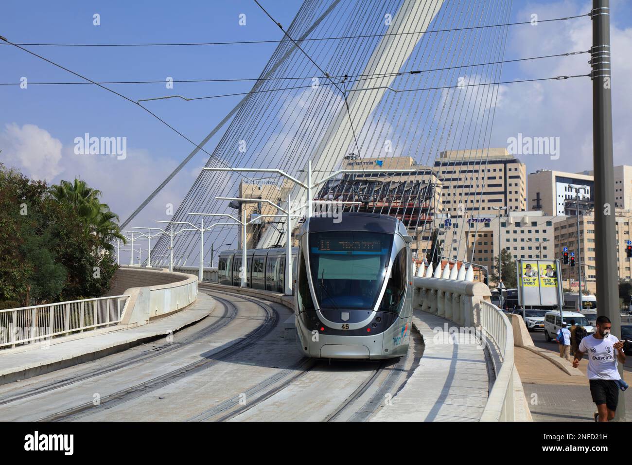JERUSALEM, ISRAEL OCTOBER 30, 2022 Jerusalem Light Rail public