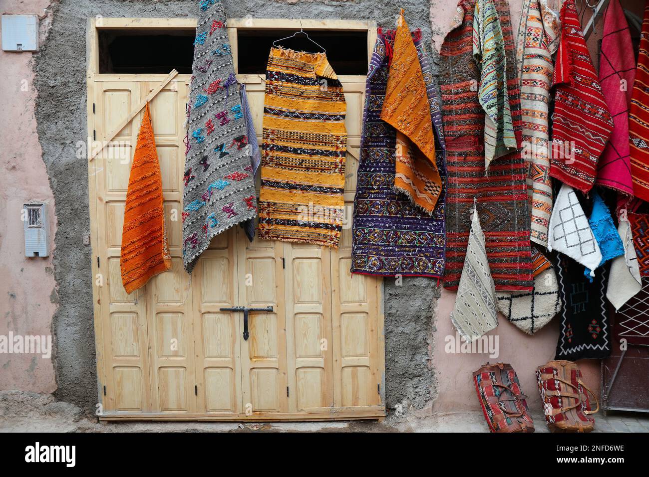 Moroccan carpet. Traditional wool carpets from a street vendor in a