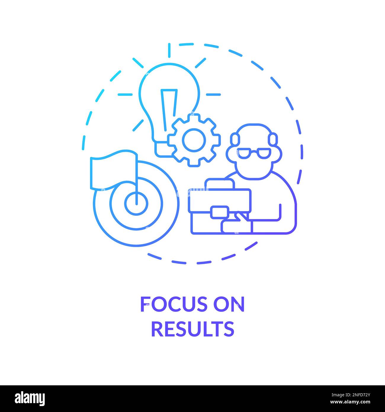 Focus on results blue gradient concept icon Stock Vector