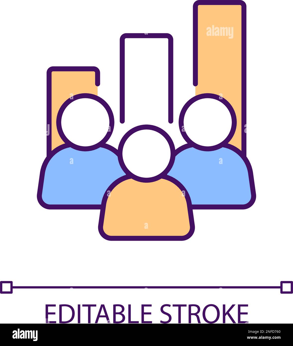 Community processes analysing RGB color icon Stock Vector