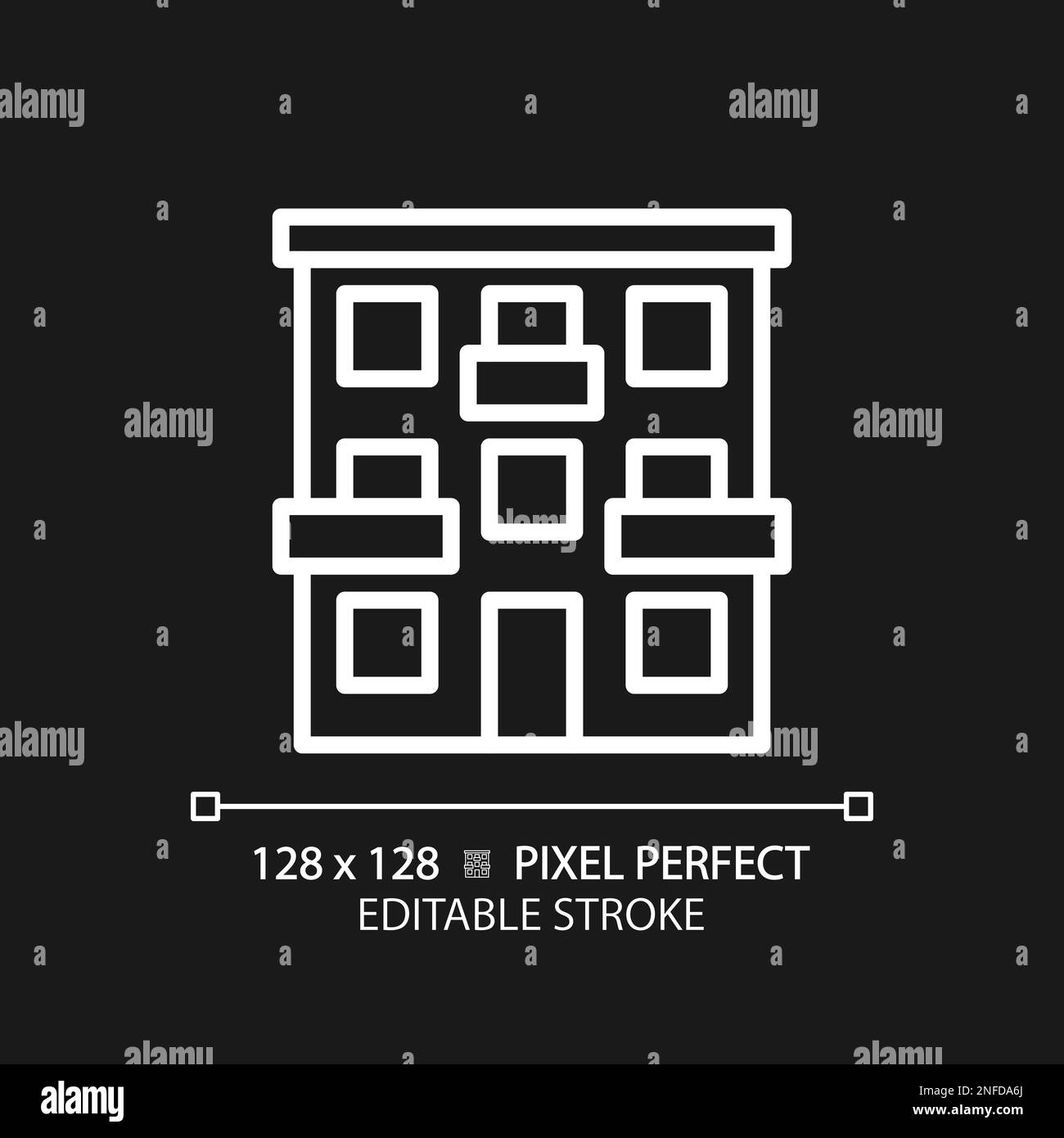 Apartment pixel perfect white linear icon for dark theme Stock Vector ...