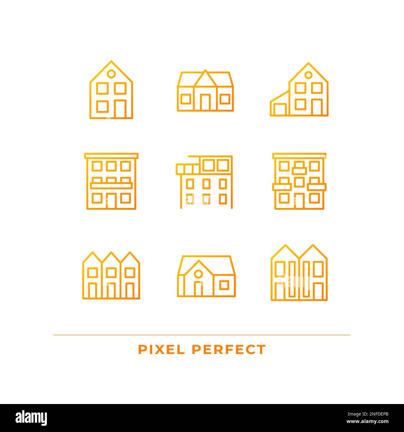 Property purchase pixel perfect gradient linear vector icons set Stock Vector
