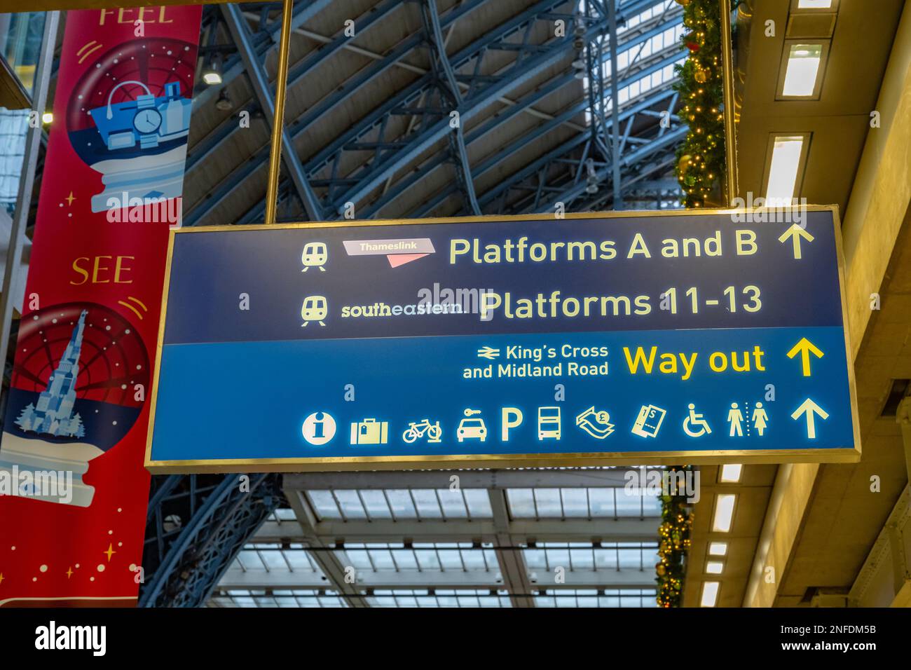 Sign at the lower concourses of the Eurostar terminal at St Pancras Station London England Stock Photo