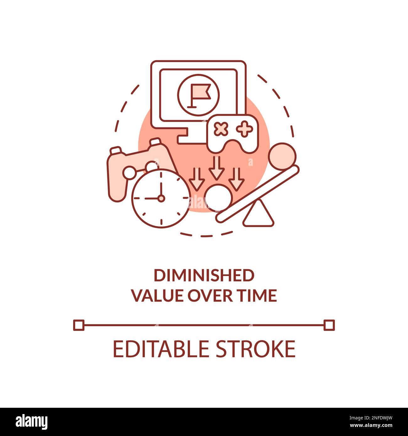 Diminished value over time terracotta concept icon Stock Vector Image ...