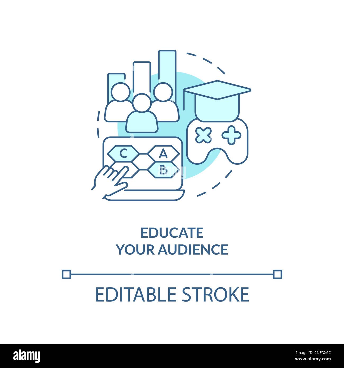 Educate your audience turquoise concept icon Stock Vector