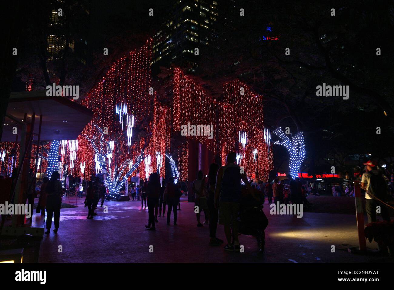 MANILA, PHILIPPINES DECEMBER 7, 2017 People visit Christmas lights