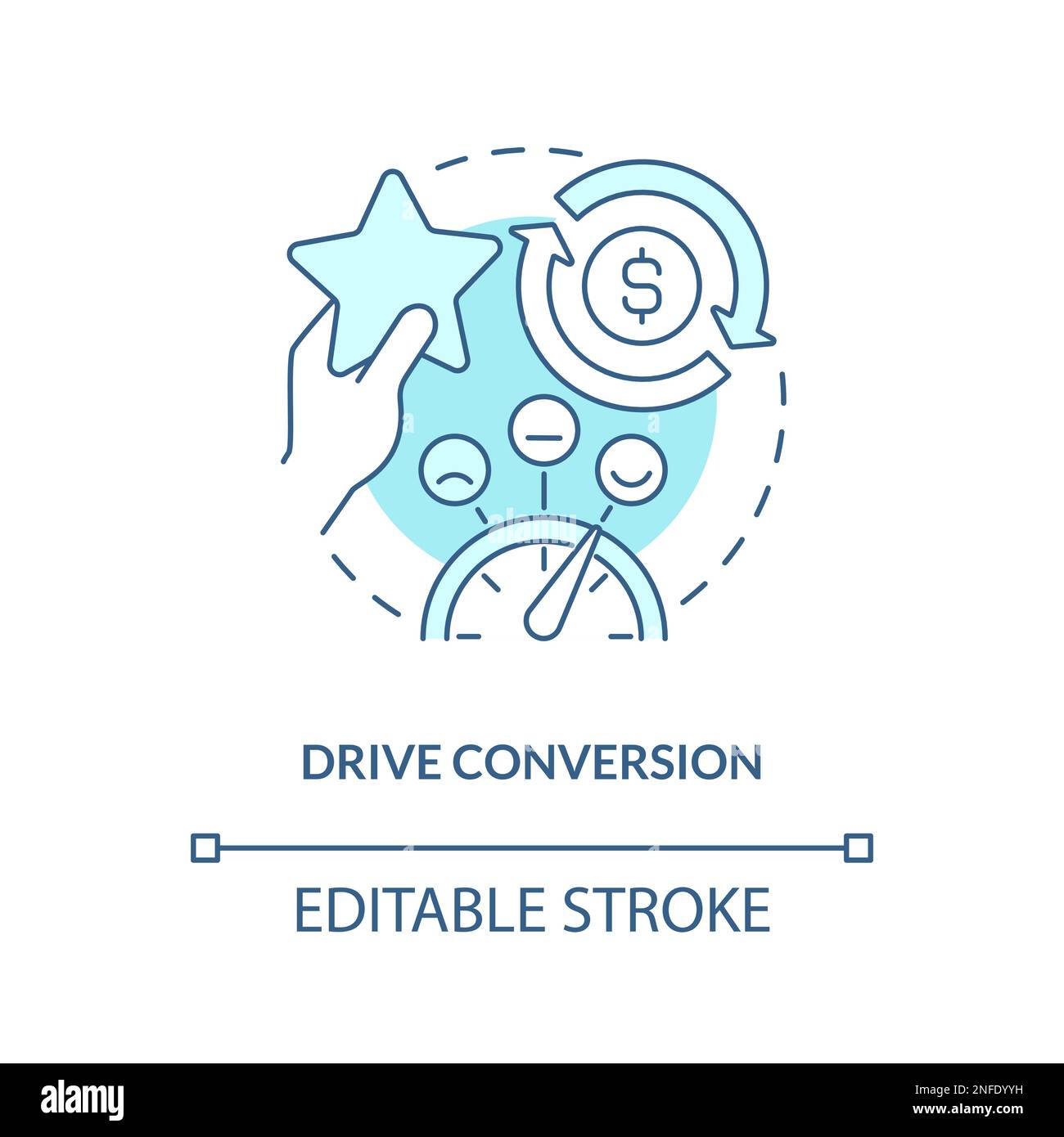 Drive conversion turquoise concept icon Stock Vector