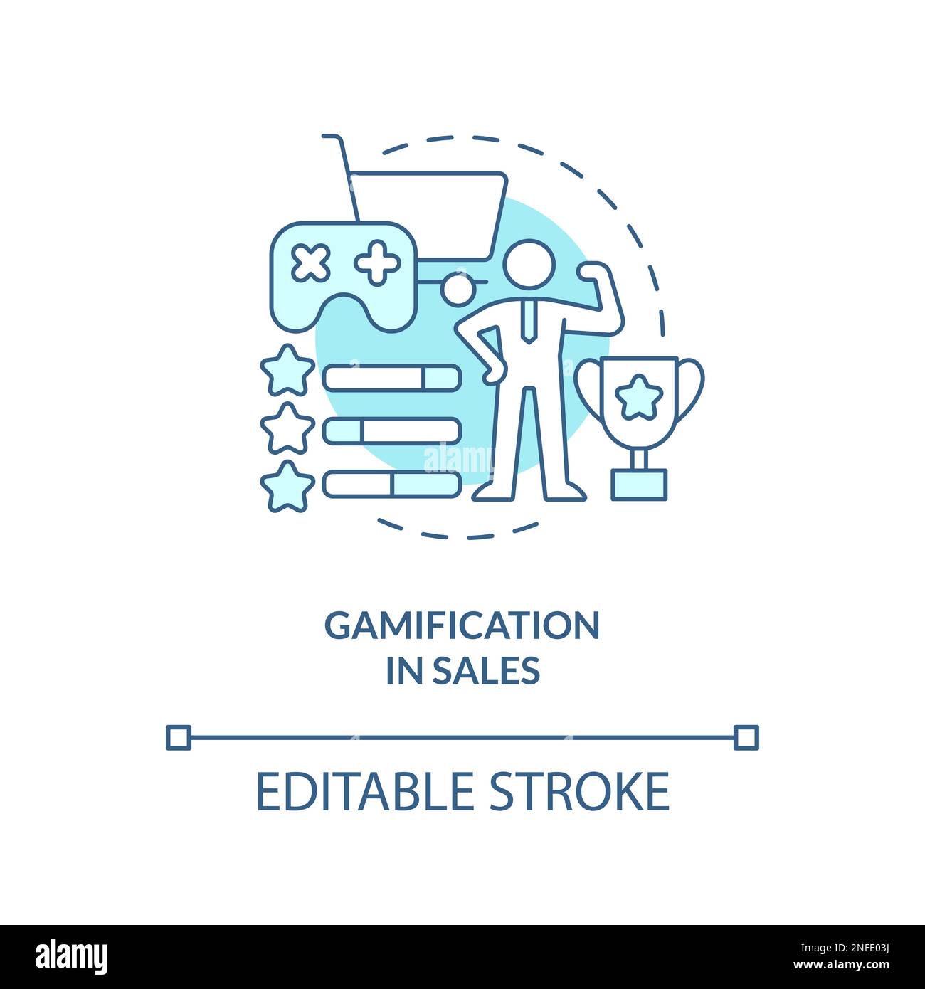 Gamification in sales turquoise concept icon Stock Vector