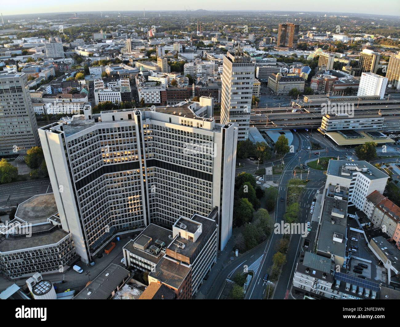 Essen City In Ruhr Region Germany Aerial City View Of Downtown Essen 