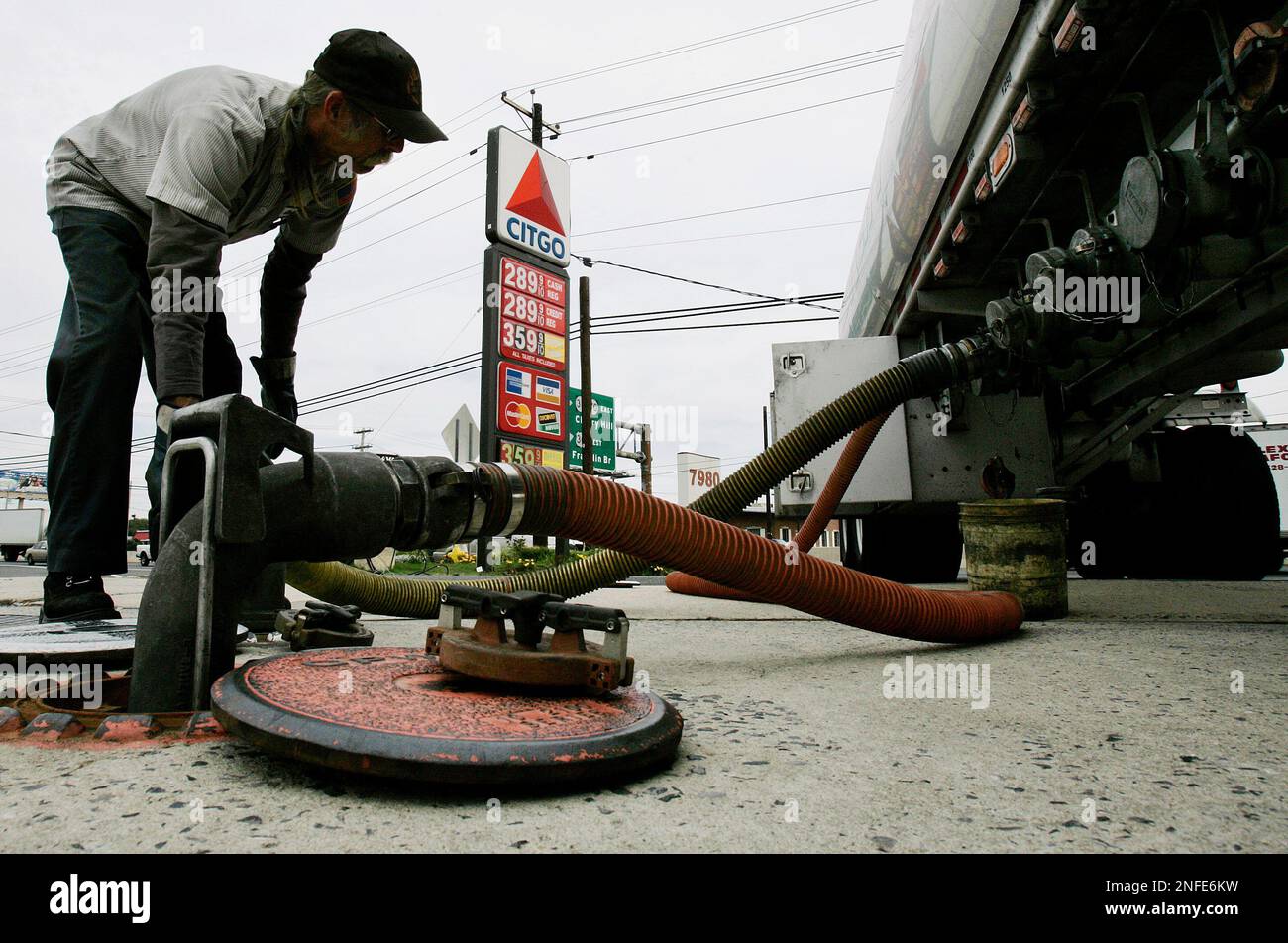 The price per gallon can be seen on a sign as Rick Long of Elk Township
