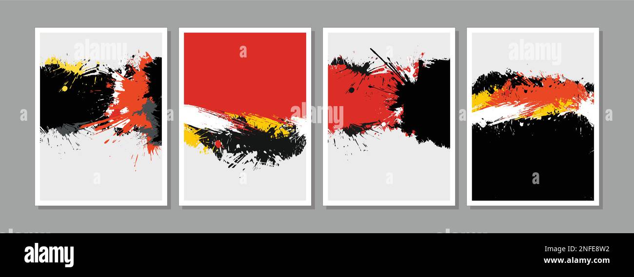 Creative abstract grunge texture. black red ink modern brush stroke on ...