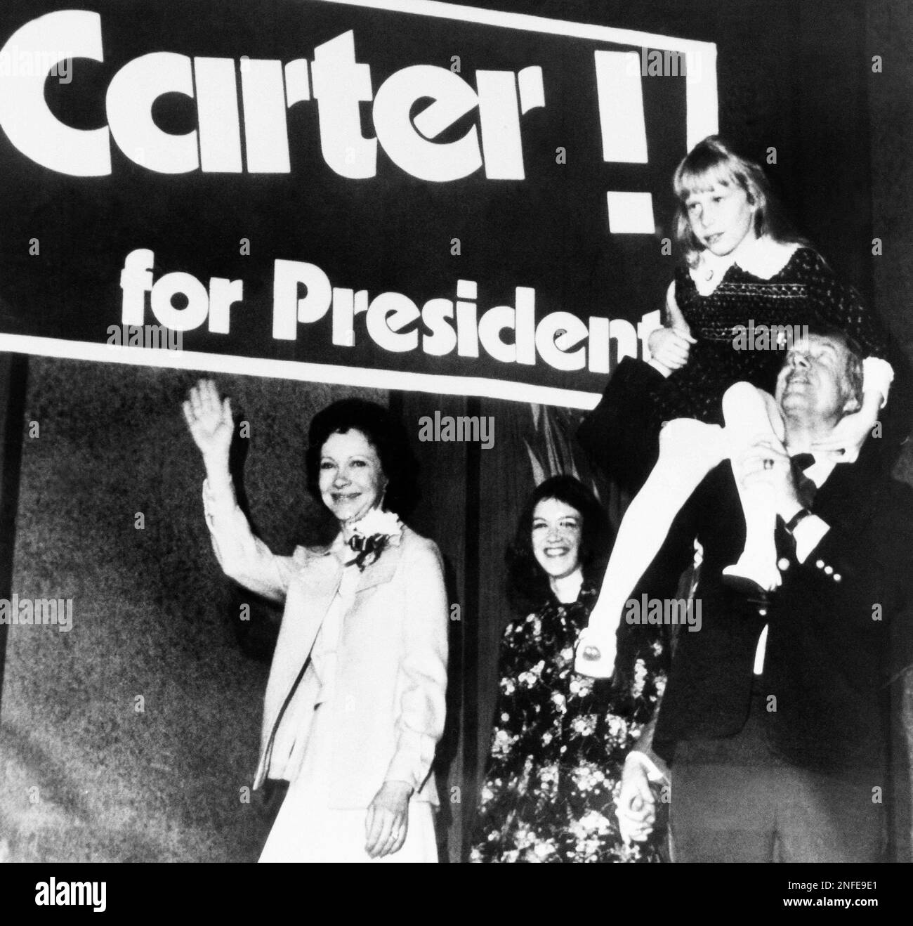 Former Gov. Jimmy Carter carries daughter Amy on his shoulders