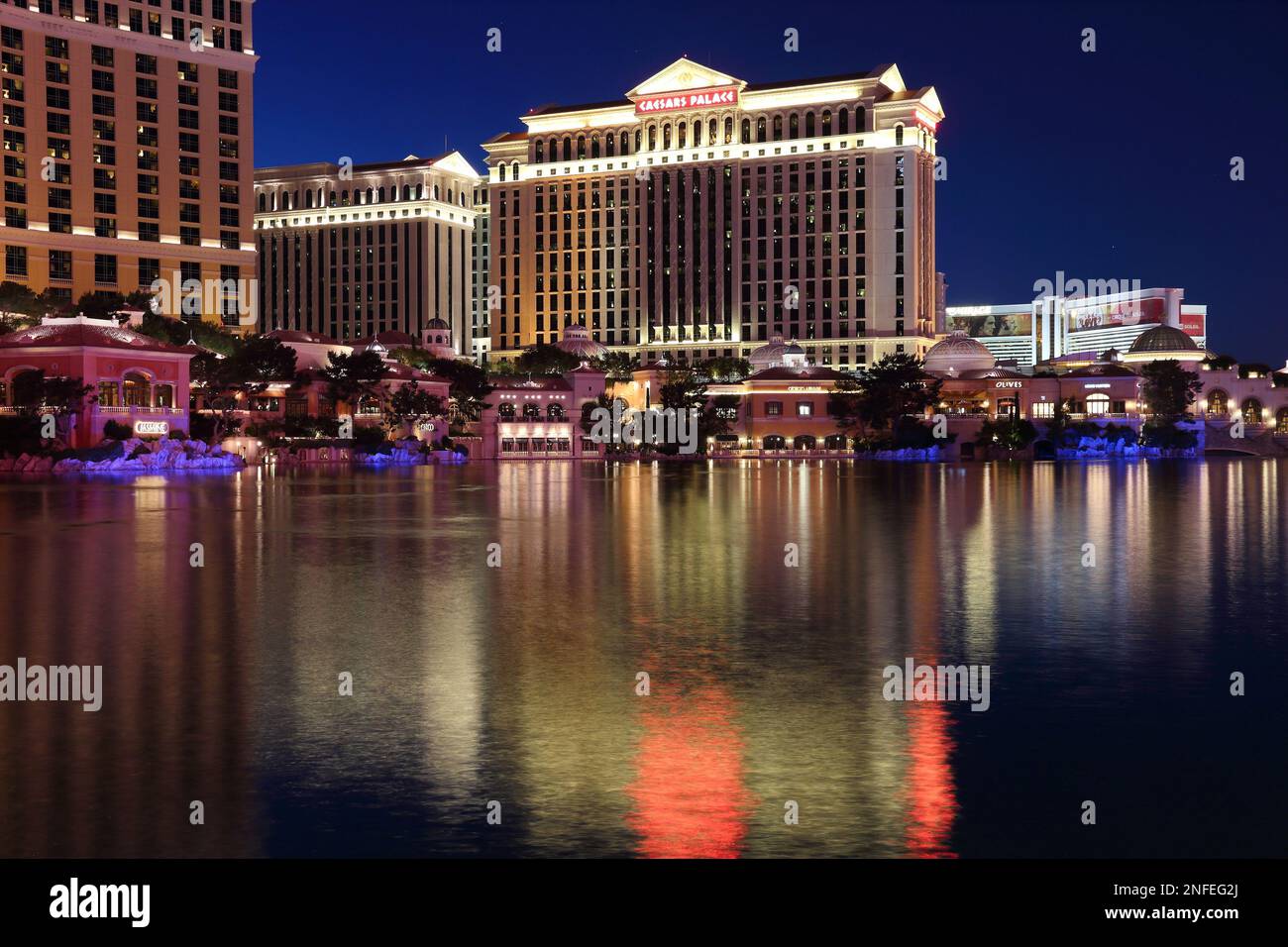 LAS VEGAS, USA - APRIL 14, 2014: Caesars Palace view in Las Vegas. It is among 15 largest hotels in the world with 3,950 and 3,960 rooms respectively. Stock Photo