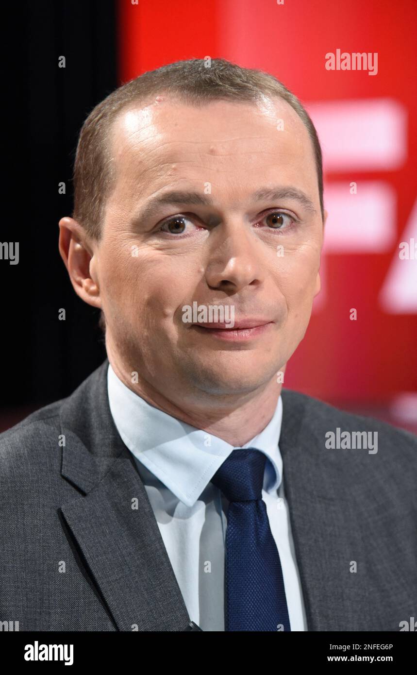 Paris, France on February 17, 2023, Olivier Dussopt is interviewed by