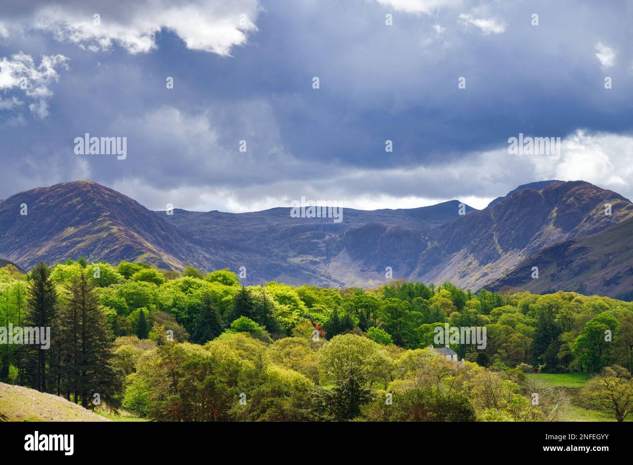 Dark Cumulus clouds over Fleetwith Pike in Spring Stock Photo - Alamy