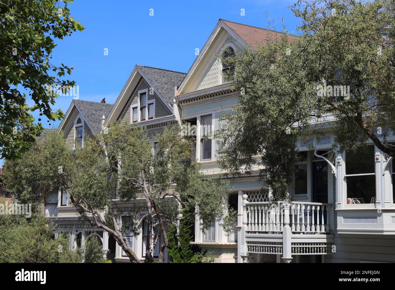 San Francisco Victorian row houses in Fillmore District neighborhood