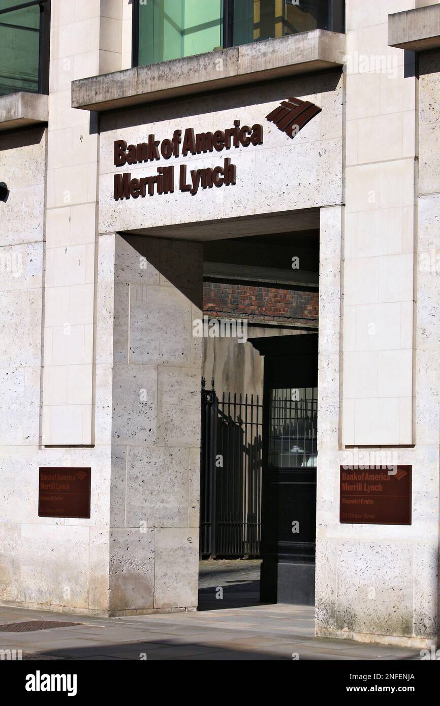 LONDON, UK JULY 8, 2016 Bank of America Merrill Lynch branch in