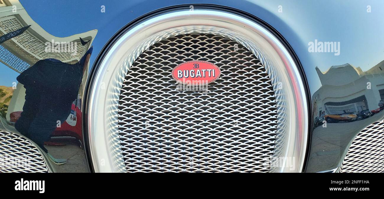 Bugatti car logo, car mascot, hood ornament, bonnet ornament, radiator cap, motor mascot, car emblem, Stock Photo