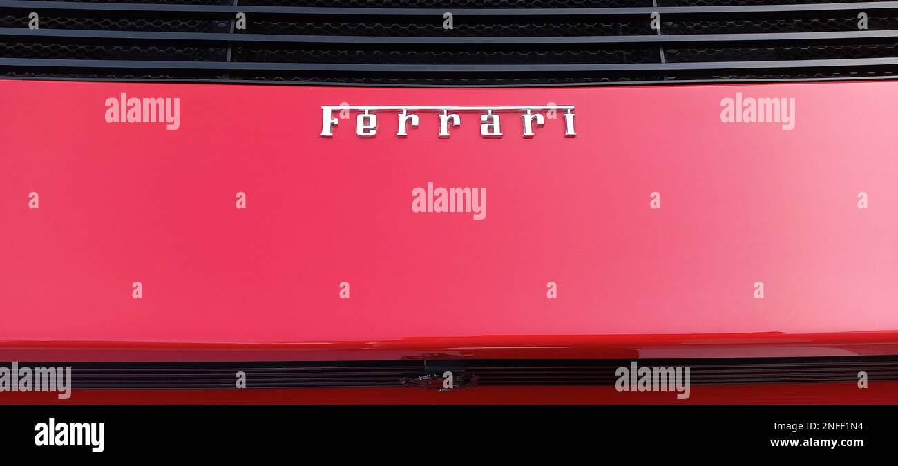Ferrari car emblem, car mascot, hood ornament, bonnet ornament, radiator cap, motor mascot, car emblem, Stock Photo
