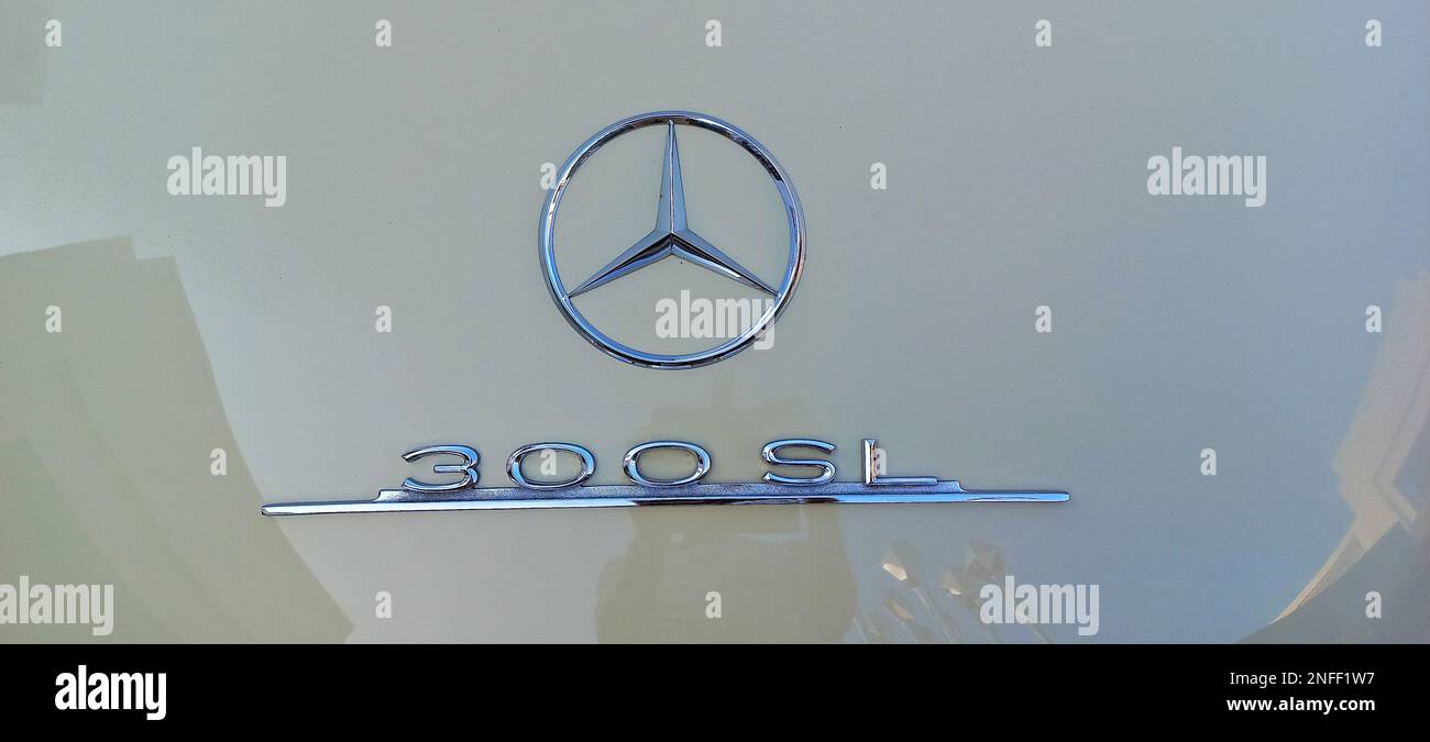 Mercedes Benz 300SL car logo, car mascot, hood ornament, bonnet ornament, radiator cap, motor mascot, car emblem, Stock Photo