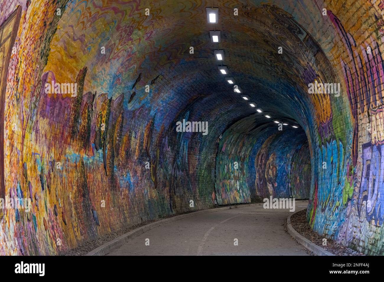 Colinton railway tunnel painted by artist Chris Rutterford, Edinburgh