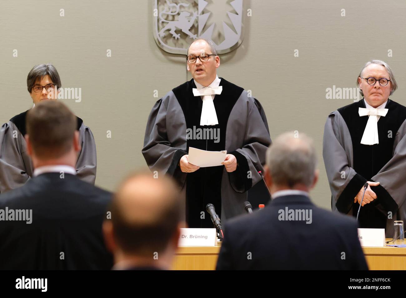 Schleswig, Germany. 17th Feb, 2023. Christoph Brüning (M), President of