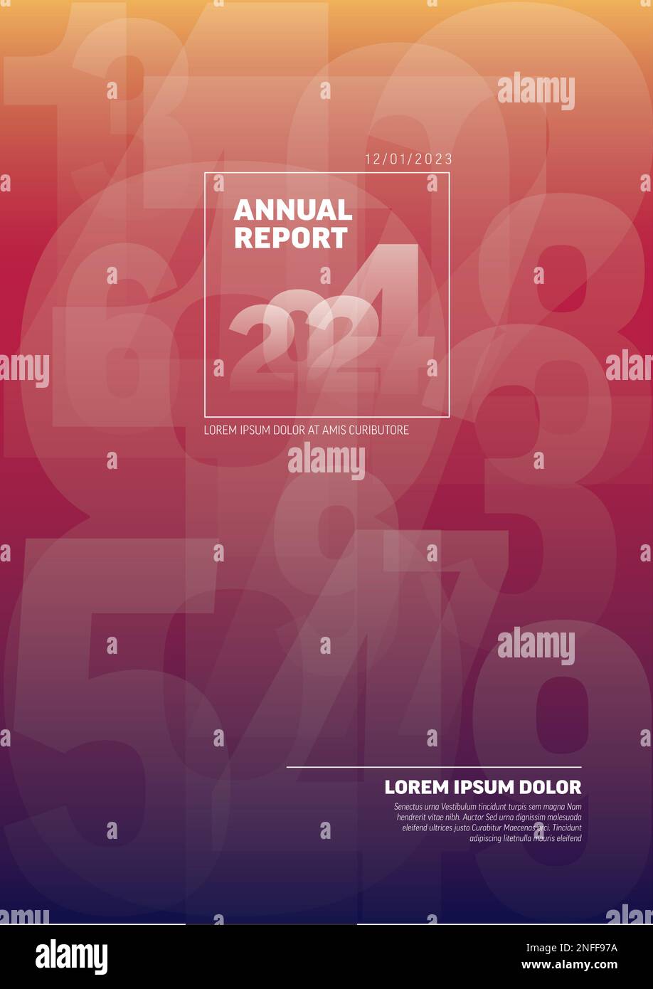 Vector red abstract annual report cover template with sample text and ...
