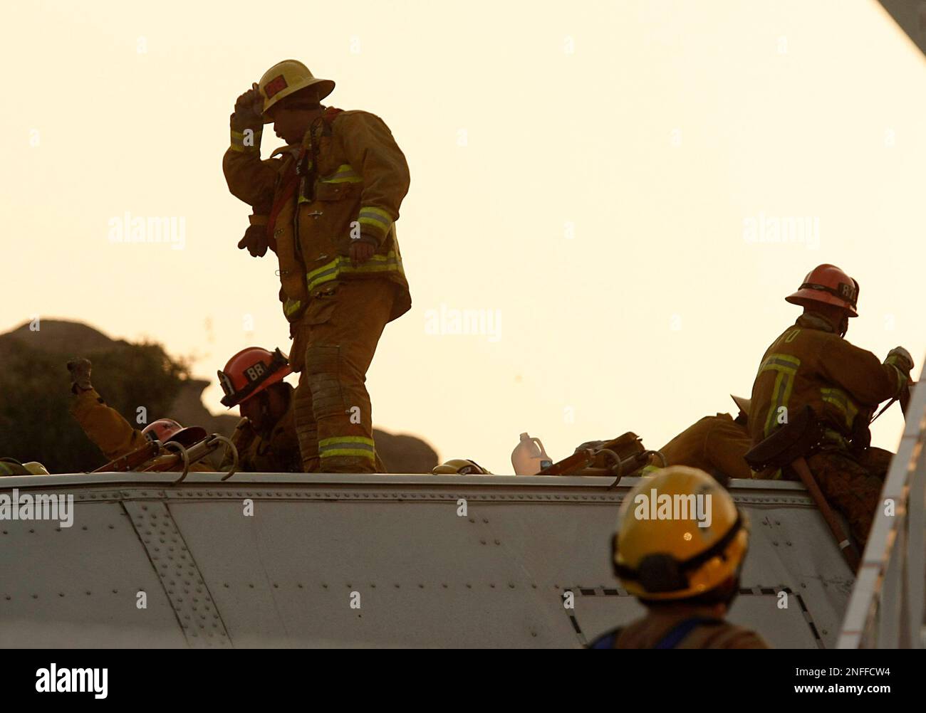 Los Angeles City Fire Department firefighters and other local fire and ...