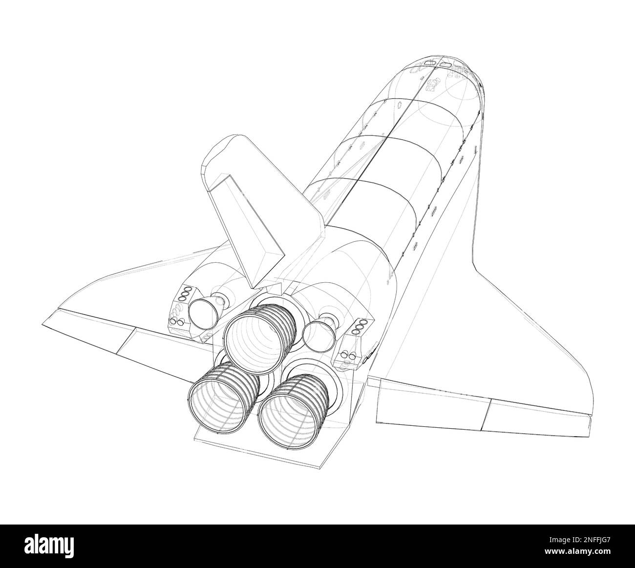 Shuttle 3 View Space shuttle. 3d illustration Stock Photo - Alamy