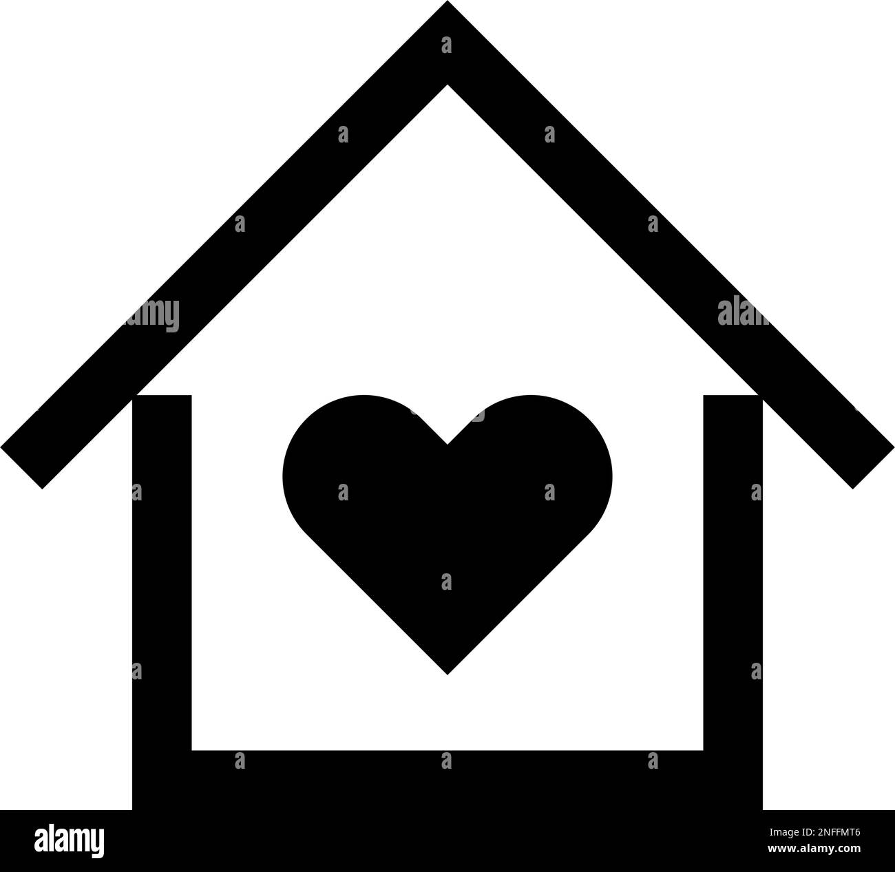 Heart and house silhouette icon. Stay home. Editable vector. Stock Vector