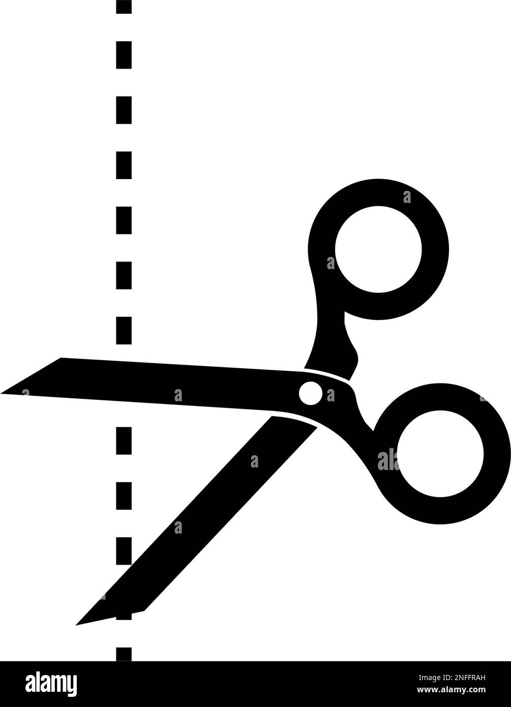 Scissors and cut line silhouette icon. Cutout. Cutting. Editable vector