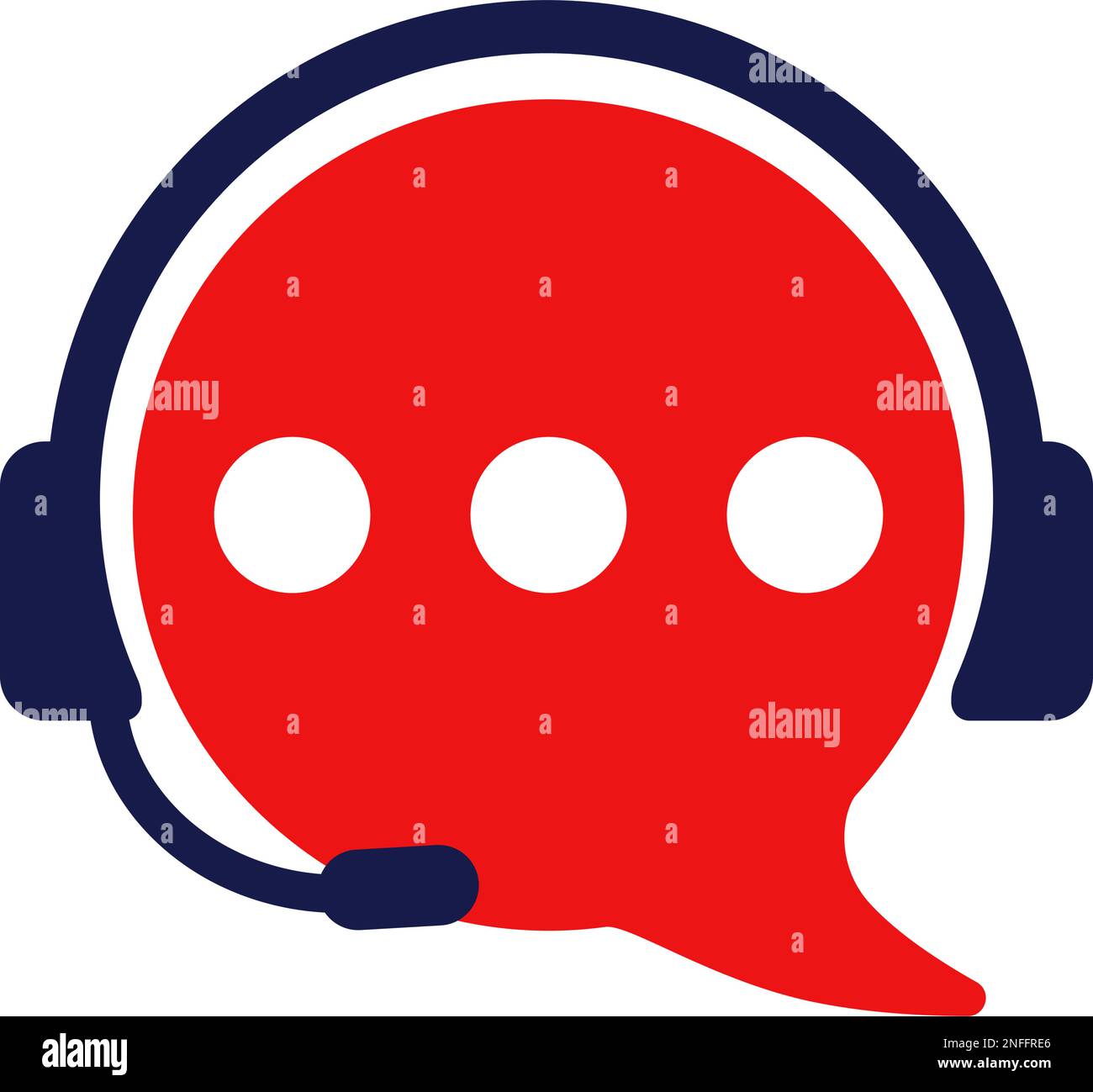 Flat design red chat support icon. Editable vector. Stock Vector