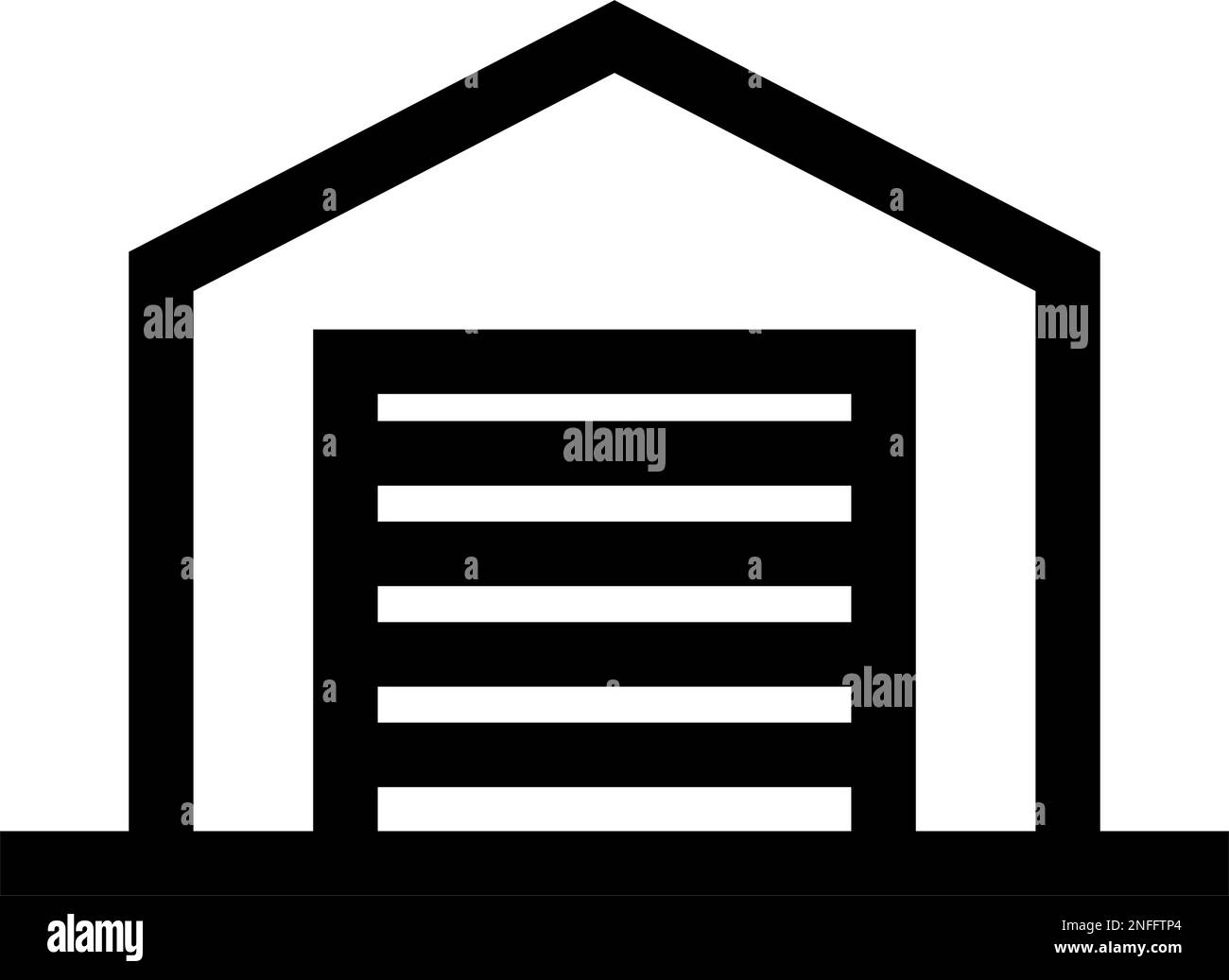Warehouse icon with closed shutters. Storage. Editable vector. Stock Vector