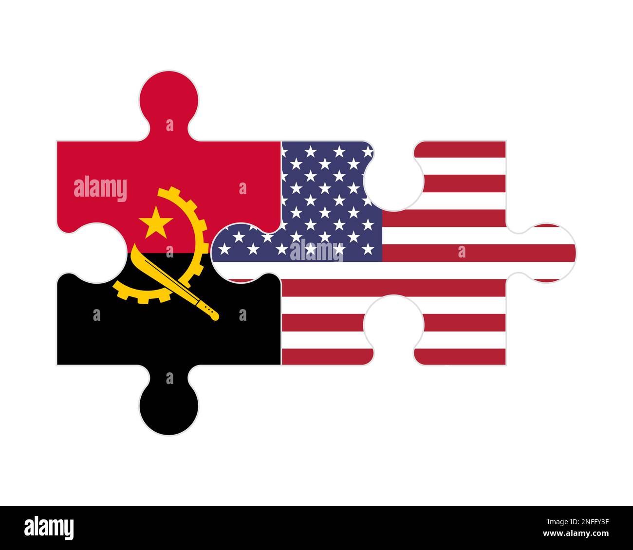 Connected puzzle of flags of Angola and USA, vector Stock Vector Image ...