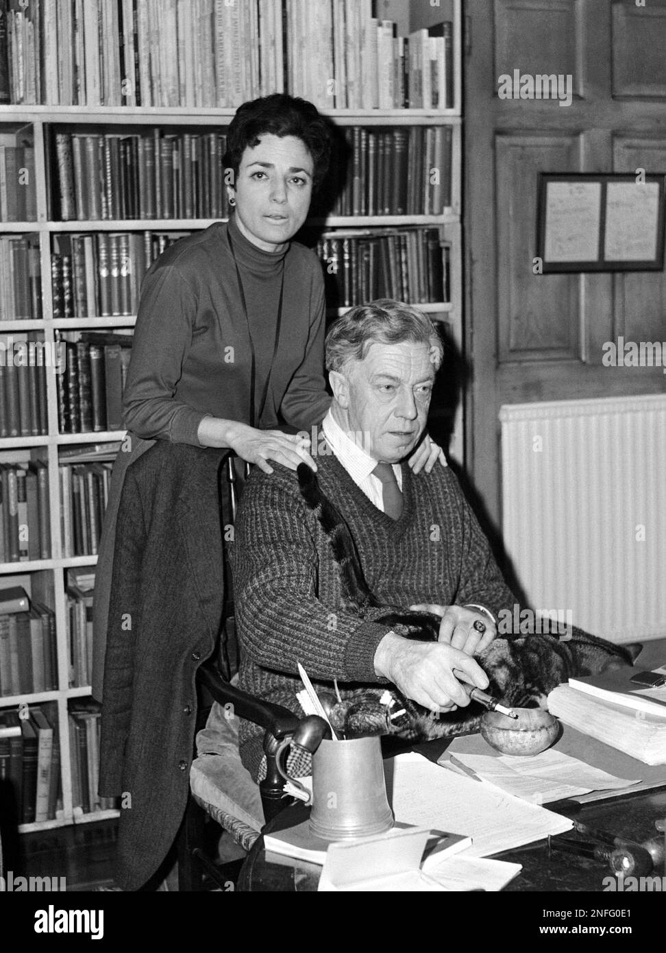New Poet Laureate Cecil DayLewis, 64, and his wife Jill, in their Greenwich, London, home on