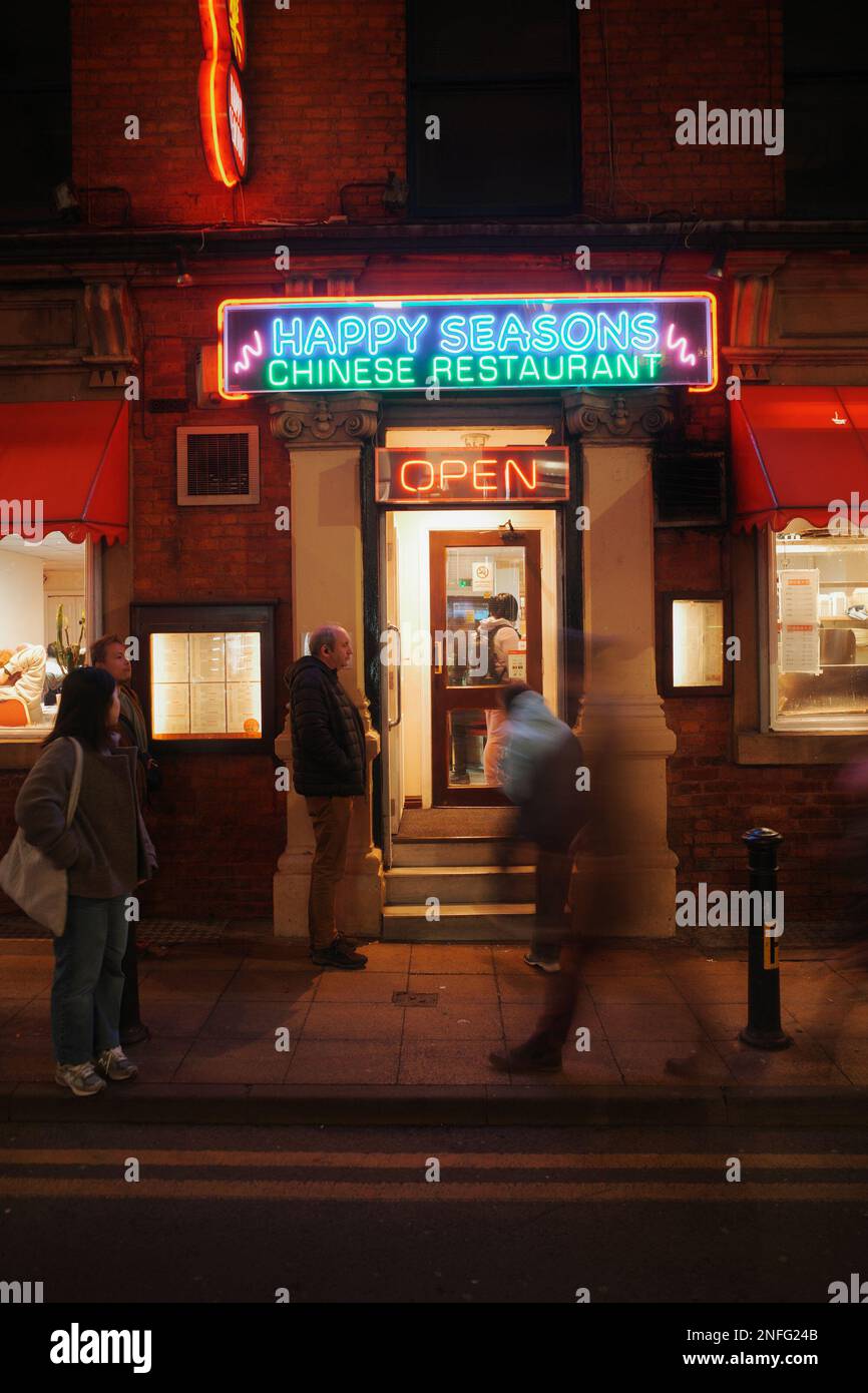 Happy Seasons Chinese Restaurant, Chinatown, Manchester, UK. Exterior