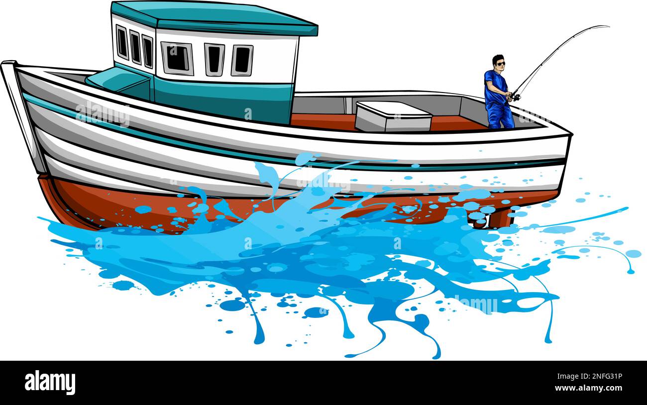 Pleasure fishing boat Isolated on white background. vector illustration