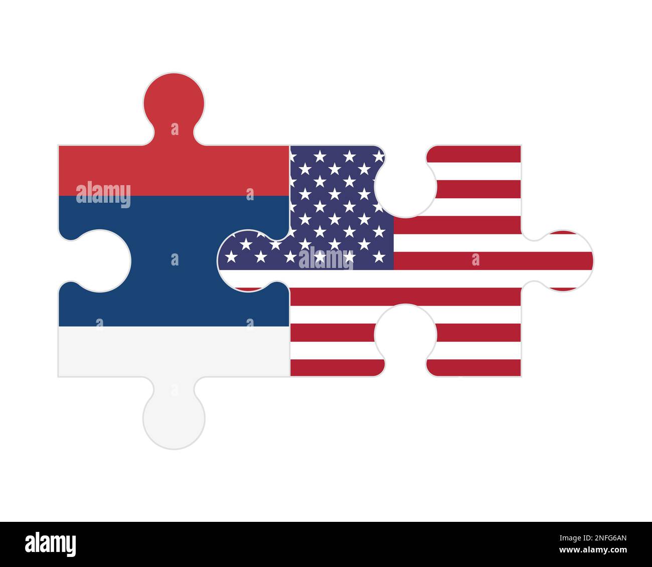 Connected puzzle of flags of Serbia and USA, vector Stock Vector Image
