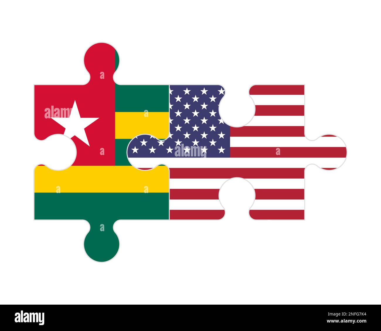 Connected puzzle of flags of Togo and USA, vector Stock Vector