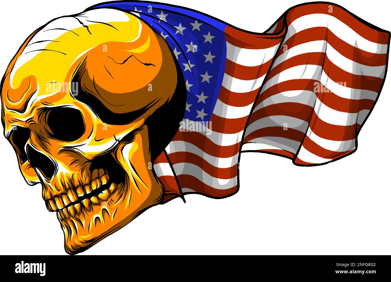 vector illustration of American flag with gold skull Stock Vector Image & Art Alamy