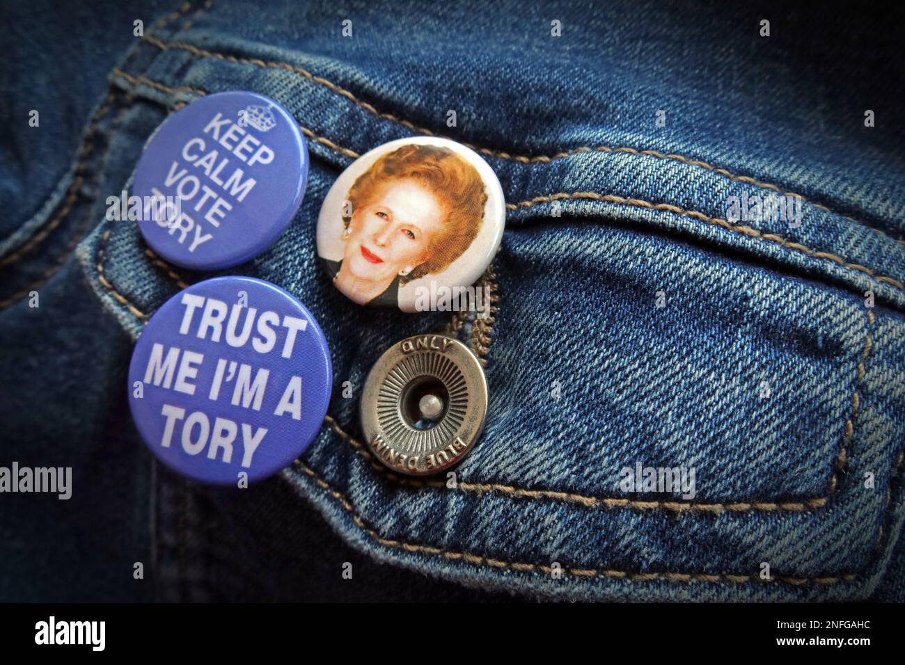 Margaret Thatcher must be spinning in her grave, how low the Tory party polls and disaster PMs such as Boris Johnson, Liz Truss & Rishi Sunak Stock Photo